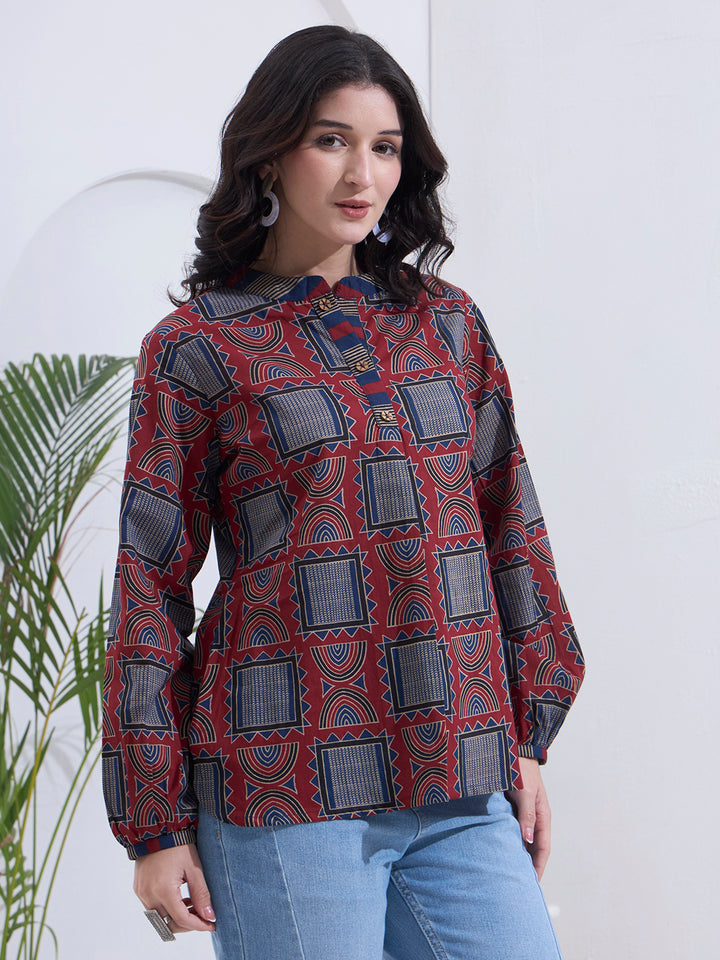 Maroon Cotton Shirt