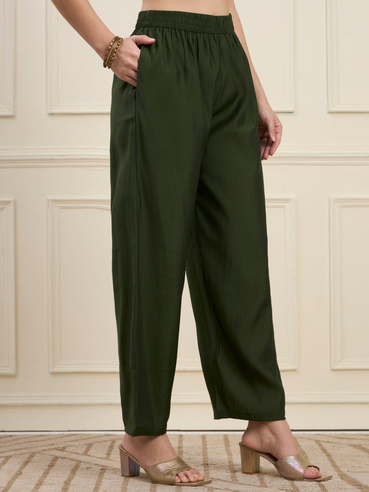 Green Mal Chanderi Lining Kurta Dupatta Pant Set