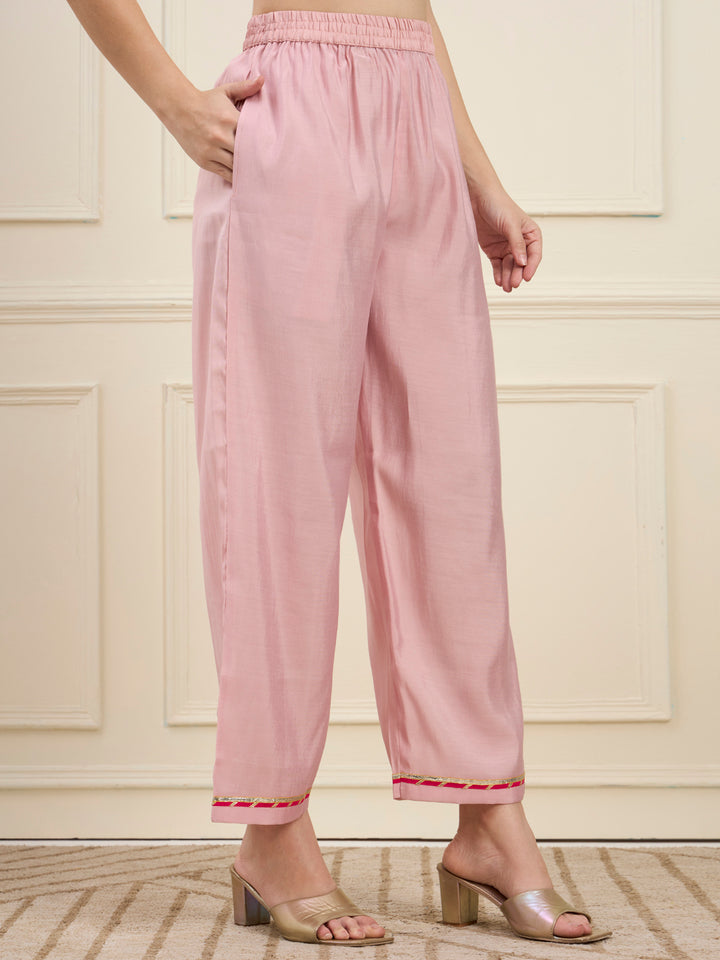 Pink Mal Chanderi Lining Kurta Dupatta Pant Set