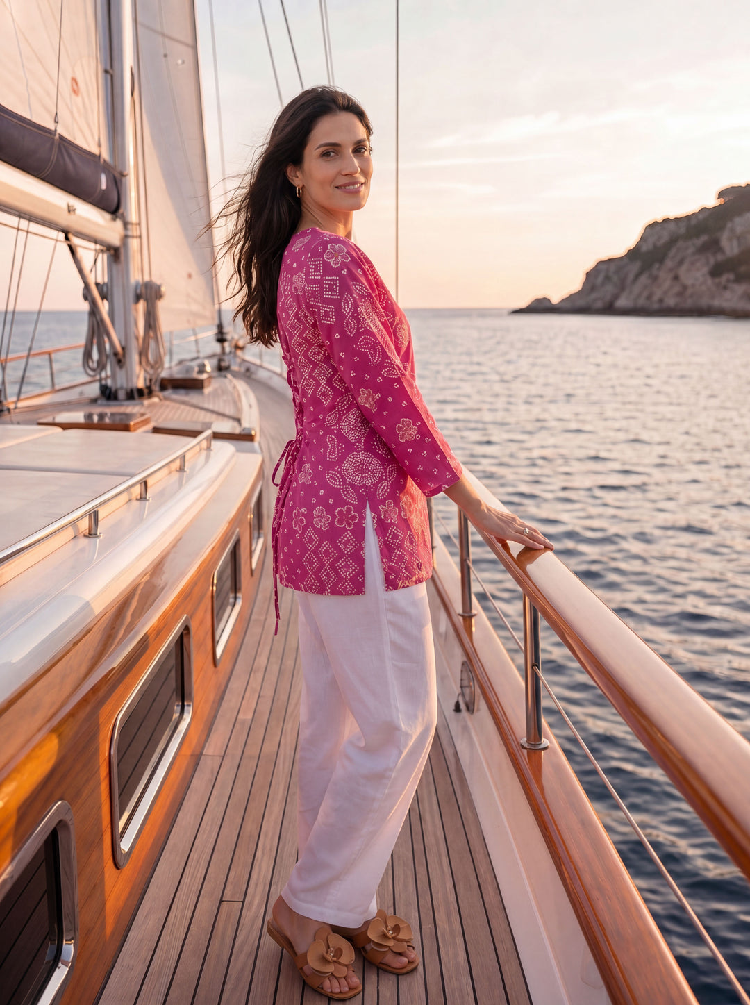 Pink Mul Chanderi Style Short Kurti