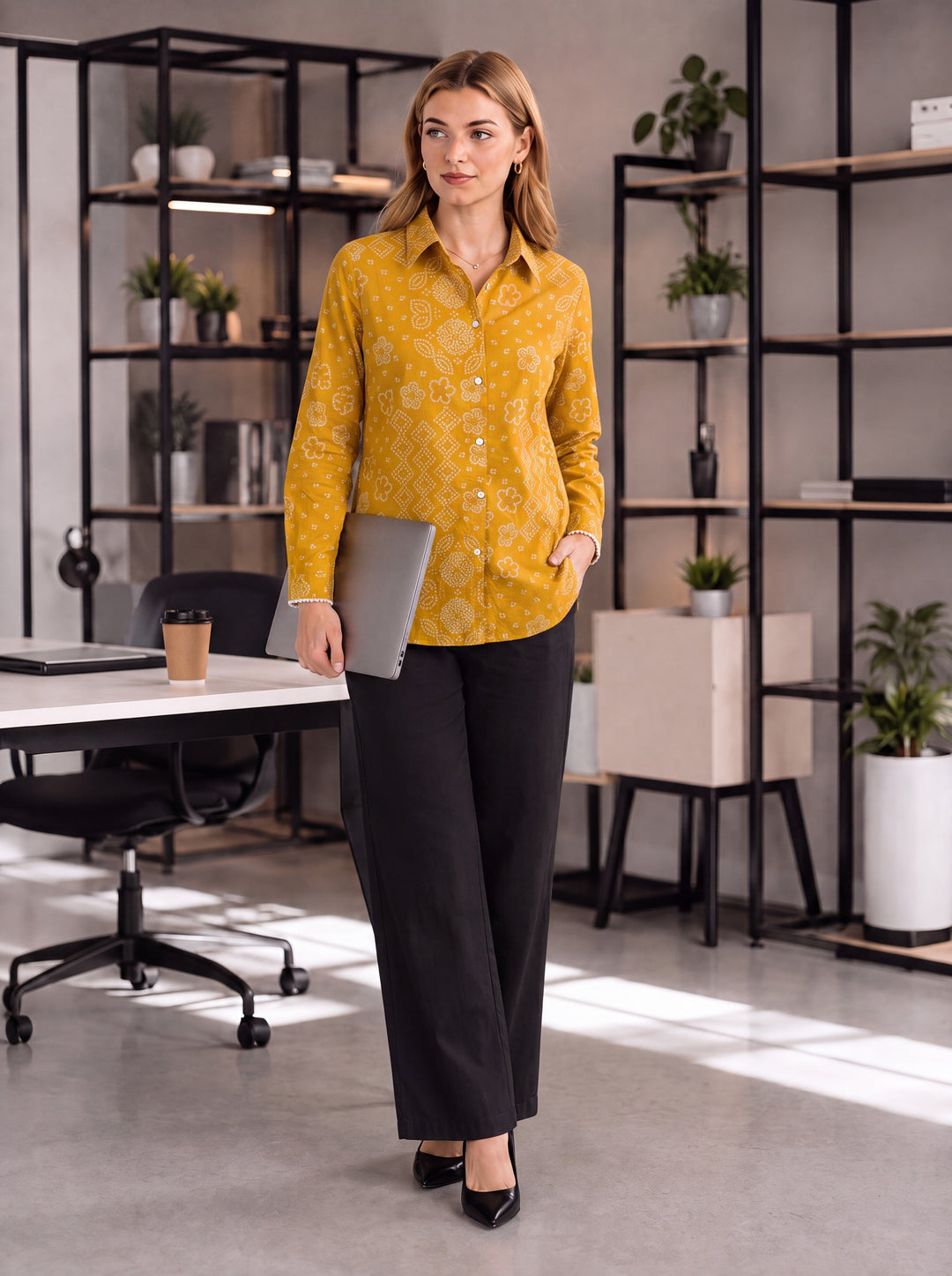 Green Cotton Bhandhej Shirt