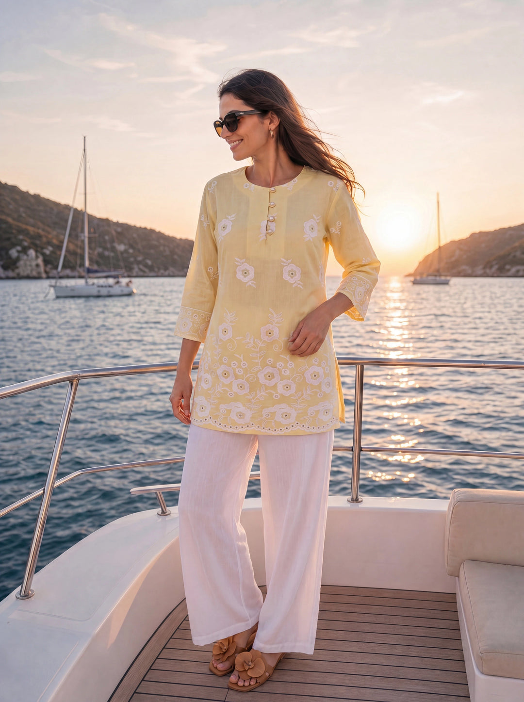 Yellow Cotton Lucknowi Top