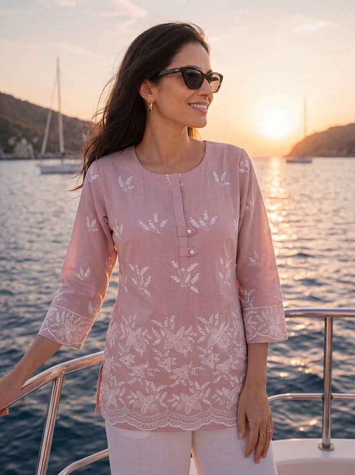 Mauve Cotton Lucknowi Top