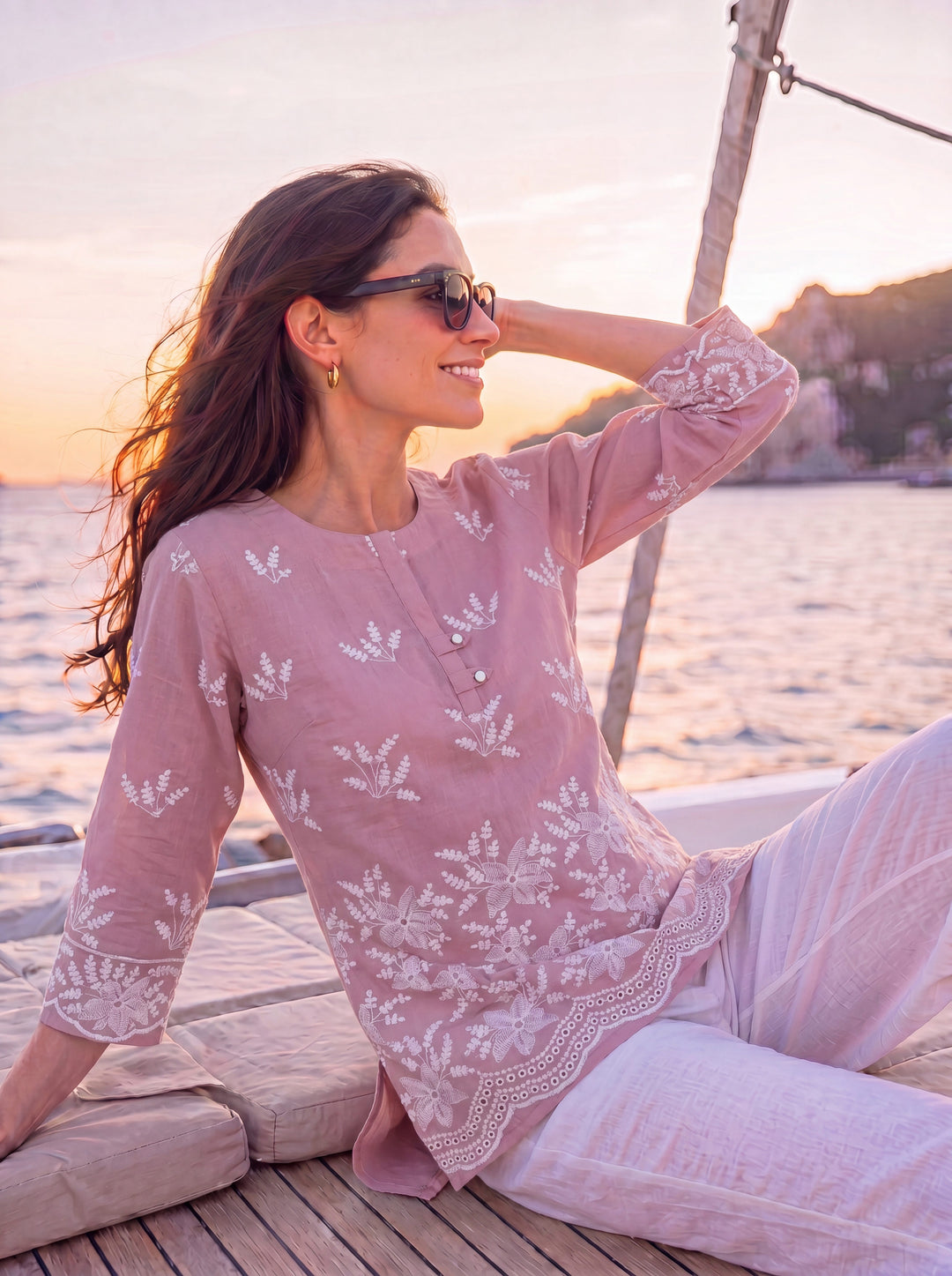 Mauve Cotton Lucknowi Top
