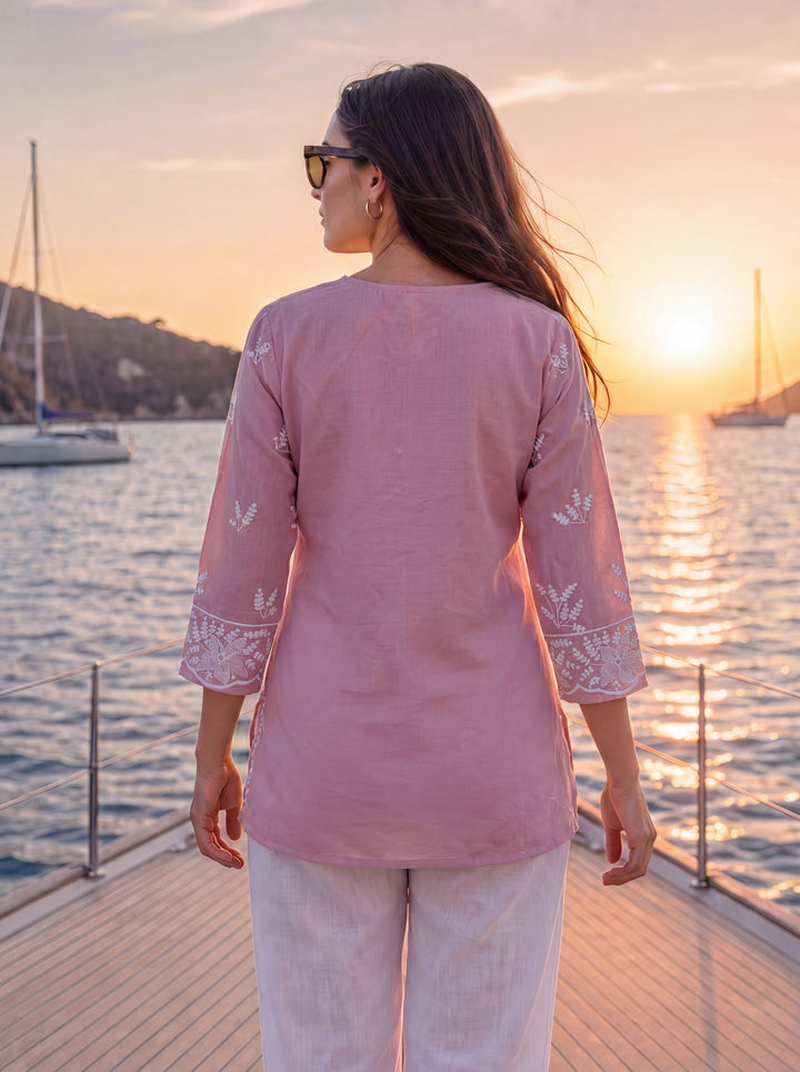 Mauve Cotton Lucknowi Top