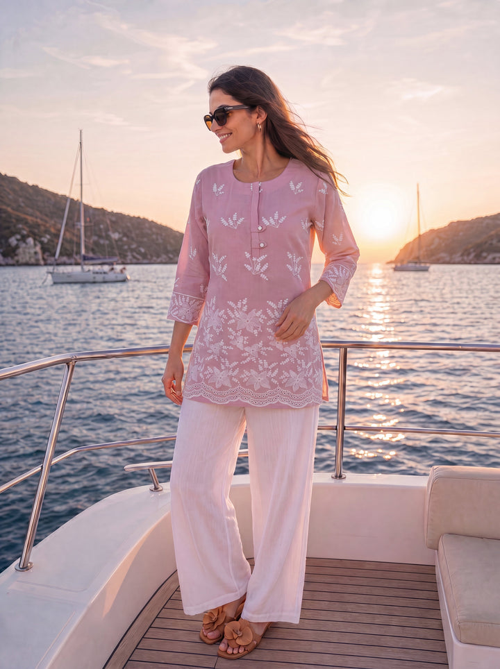 Mauve Cotton Lucknowi Top