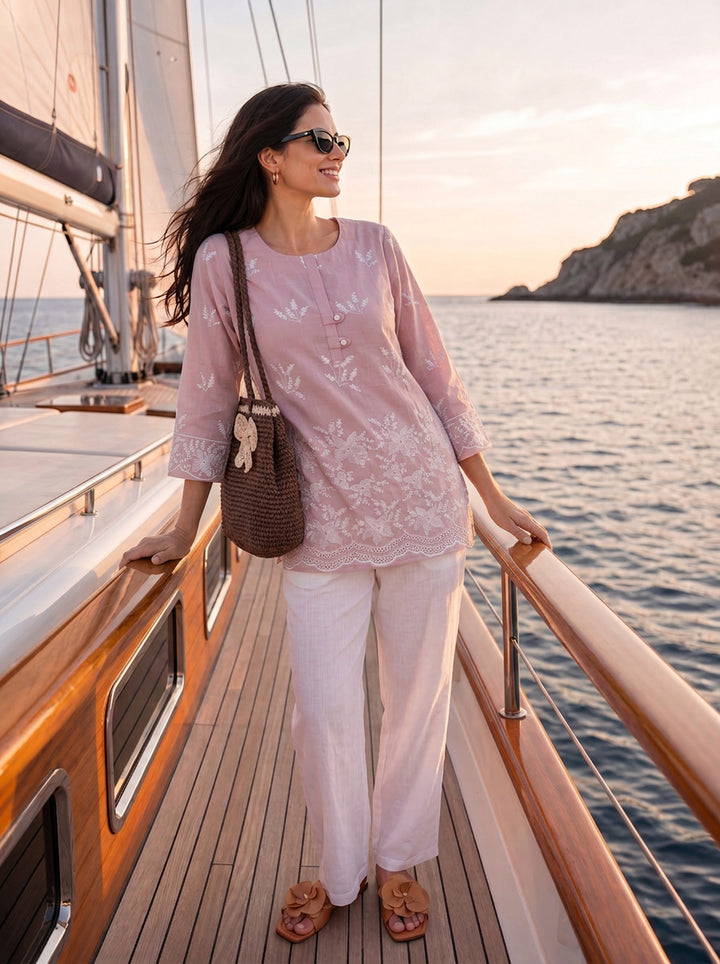 Mauve Cotton Lucknowi Top