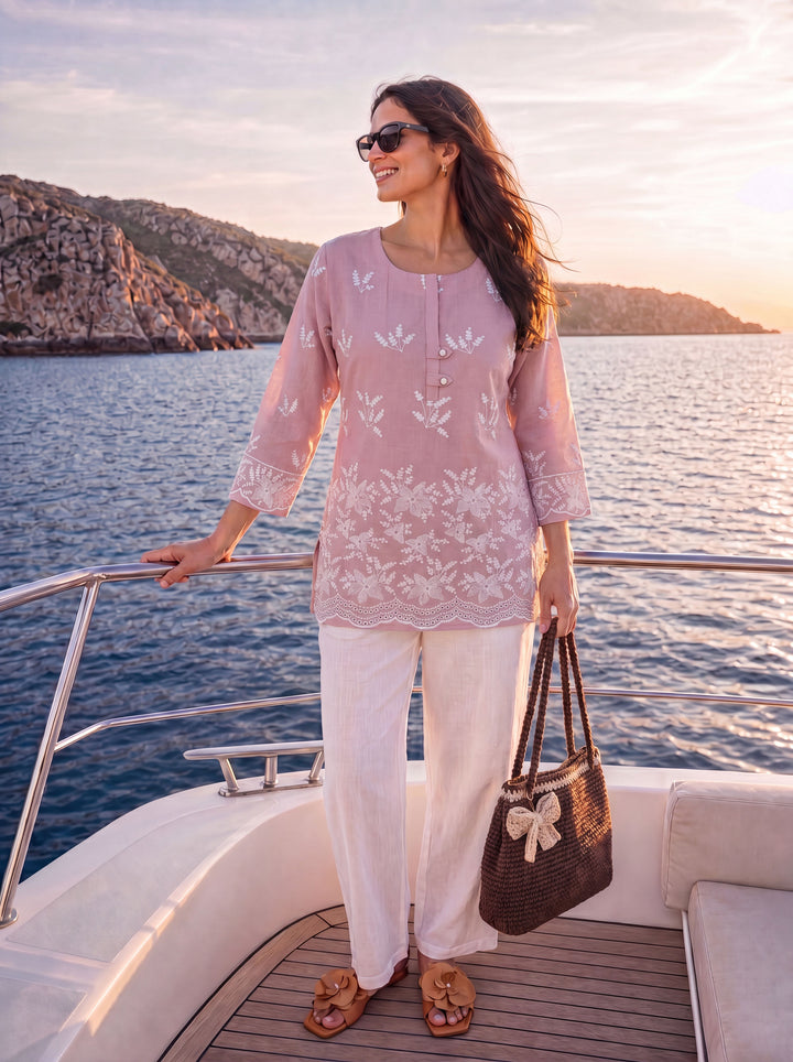 Mauve Cotton Lucknowi Top