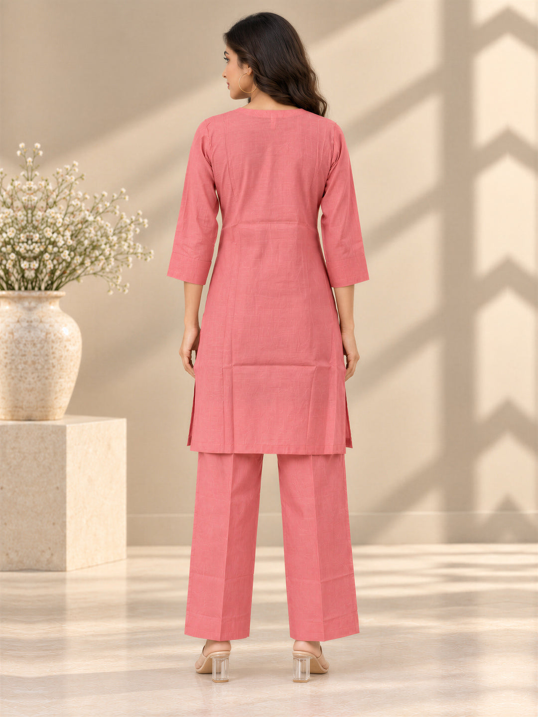 Chanderi Silk Peach Co-Ord Set