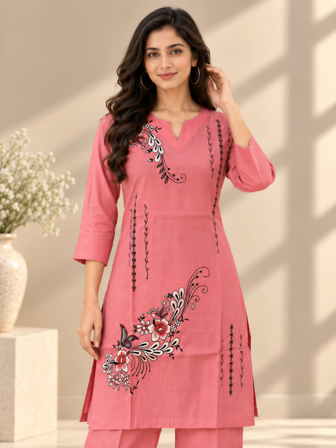 Chanderi Silk Peach Co-Ord Set
