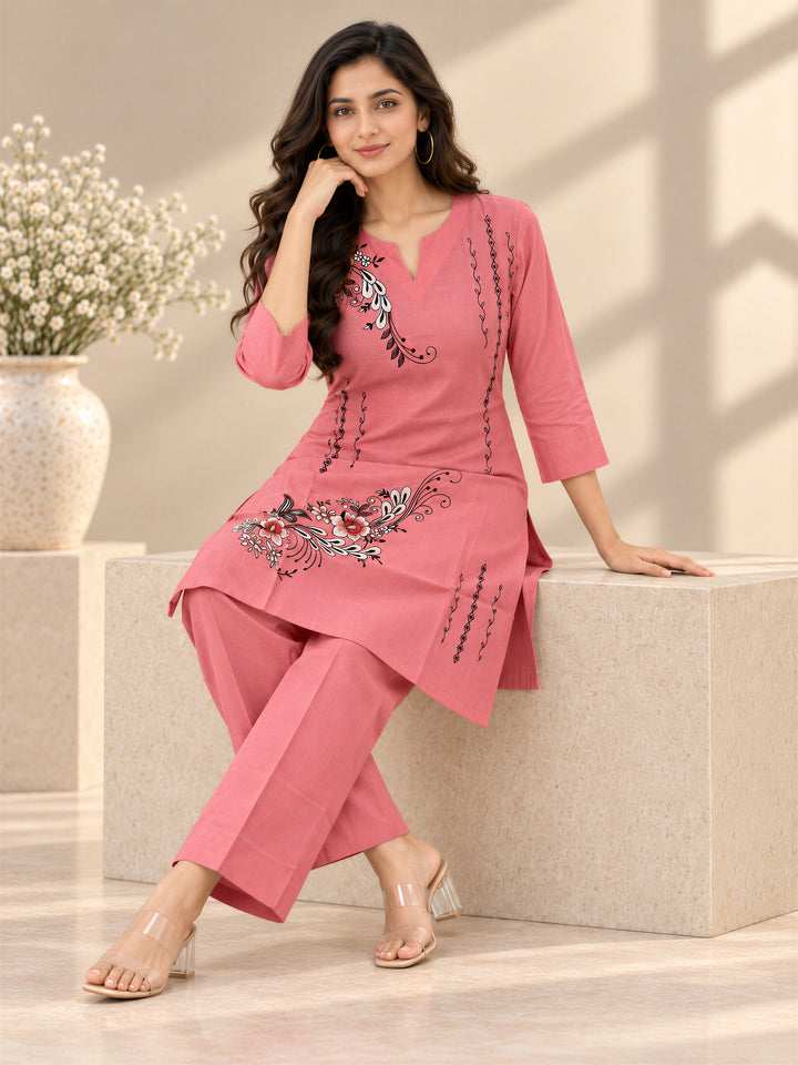 Chanderi Silk Peach Co-Ord Set