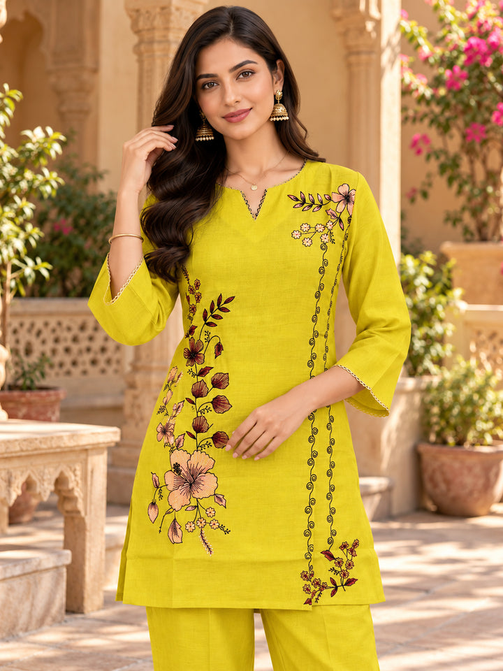 Chanderi Silk Yellow Co-Ord Set