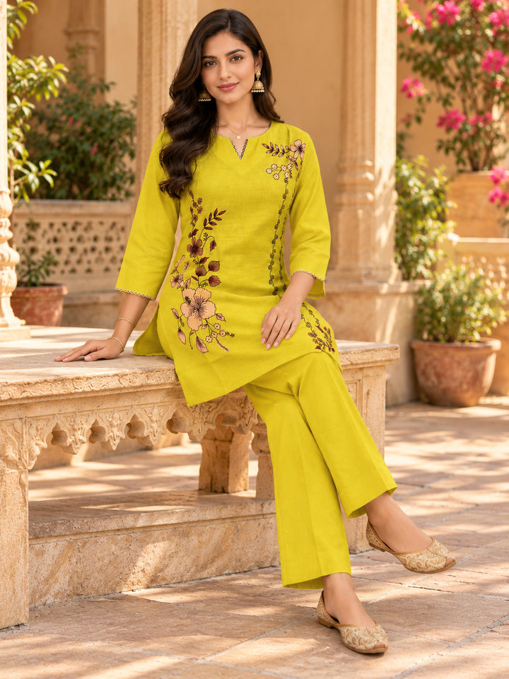 Chanderi Silk Yellow Co-Ord Set
