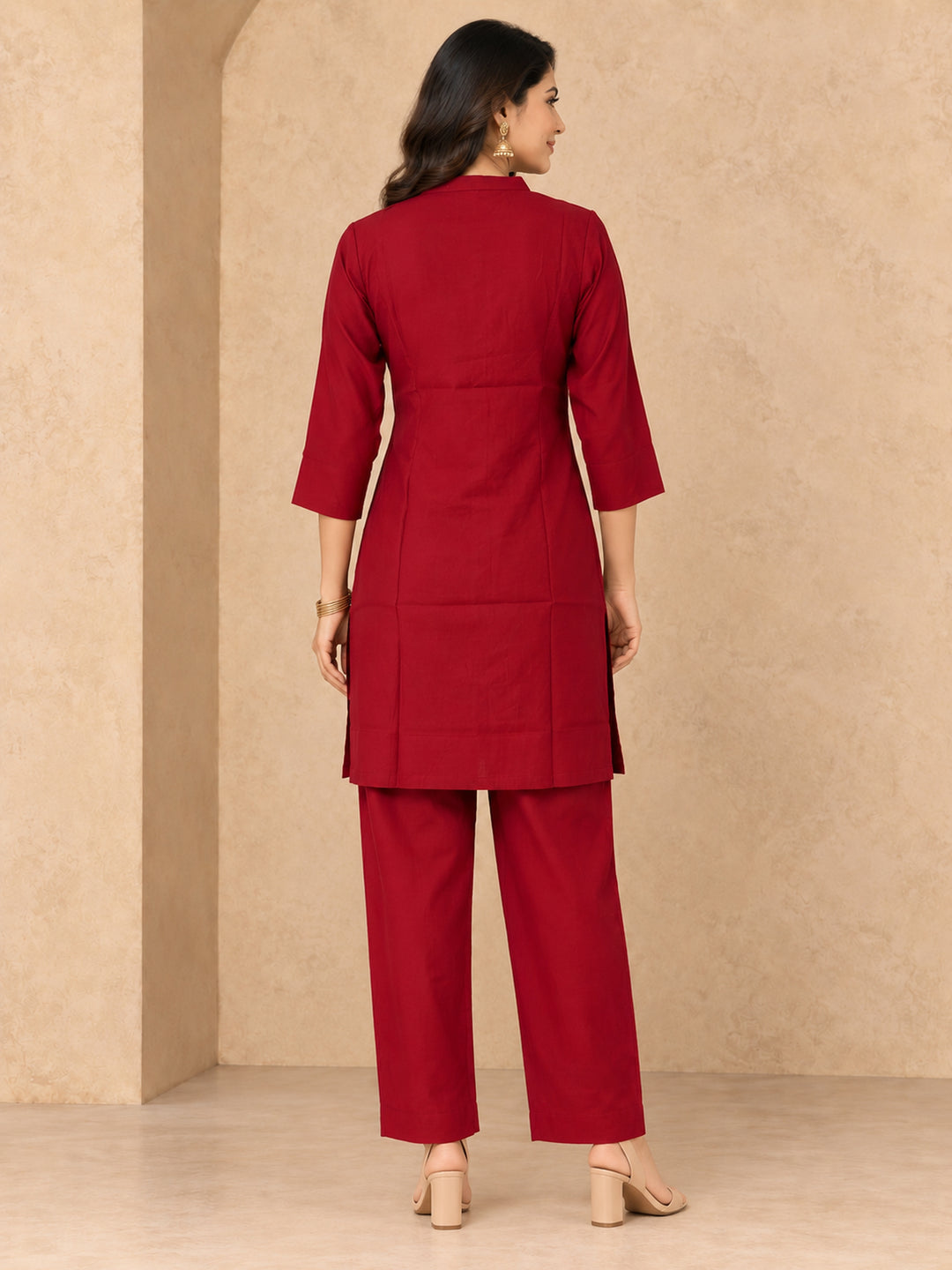 Chanderi Silk  Maroon Co-Ord Set
