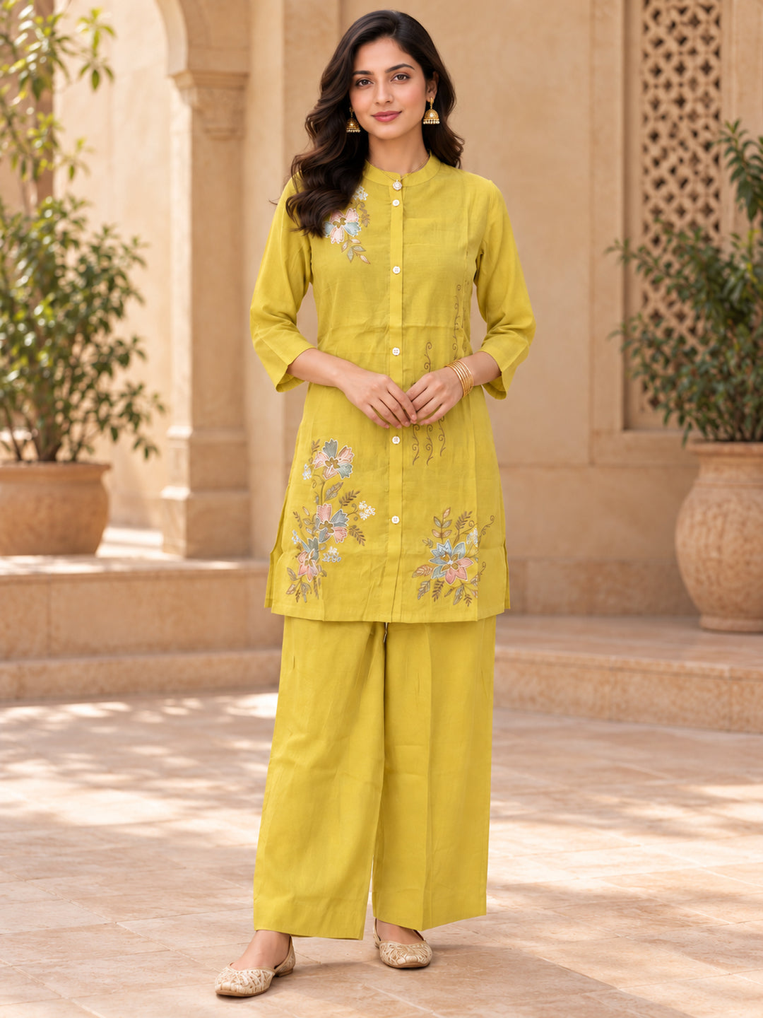 Chanderi Silk Mustard Co-Ord Set