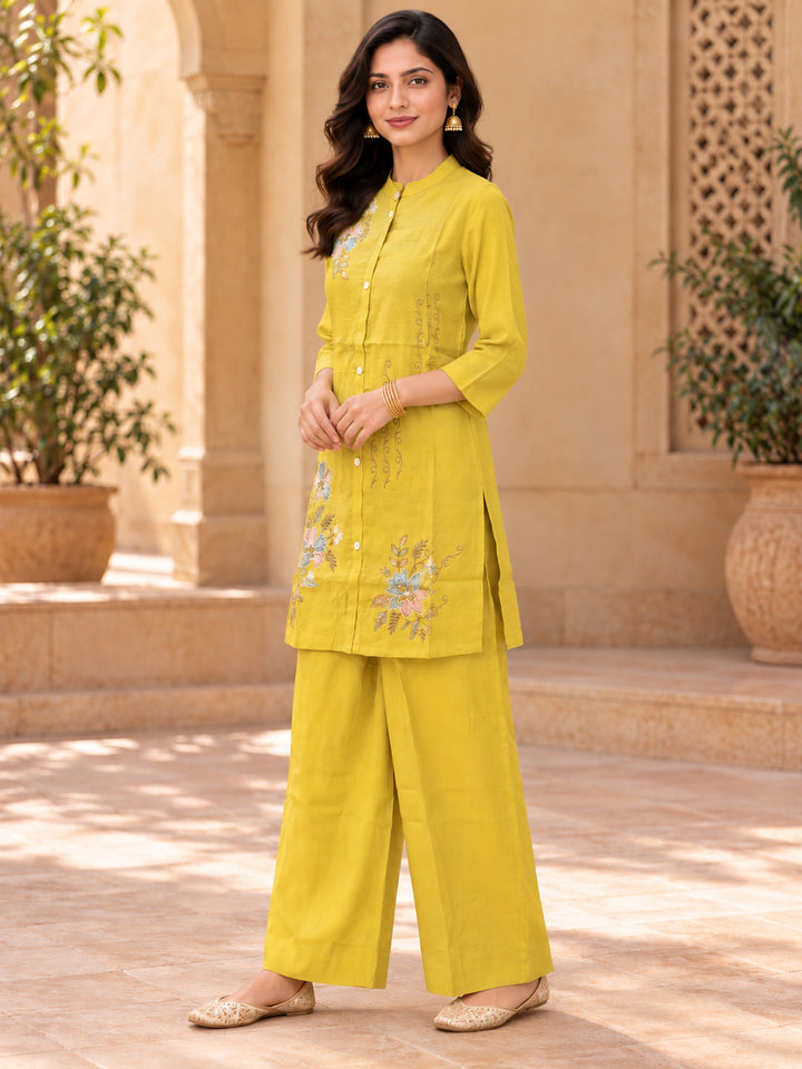Chanderi Silk Mustard Co-Ord Set