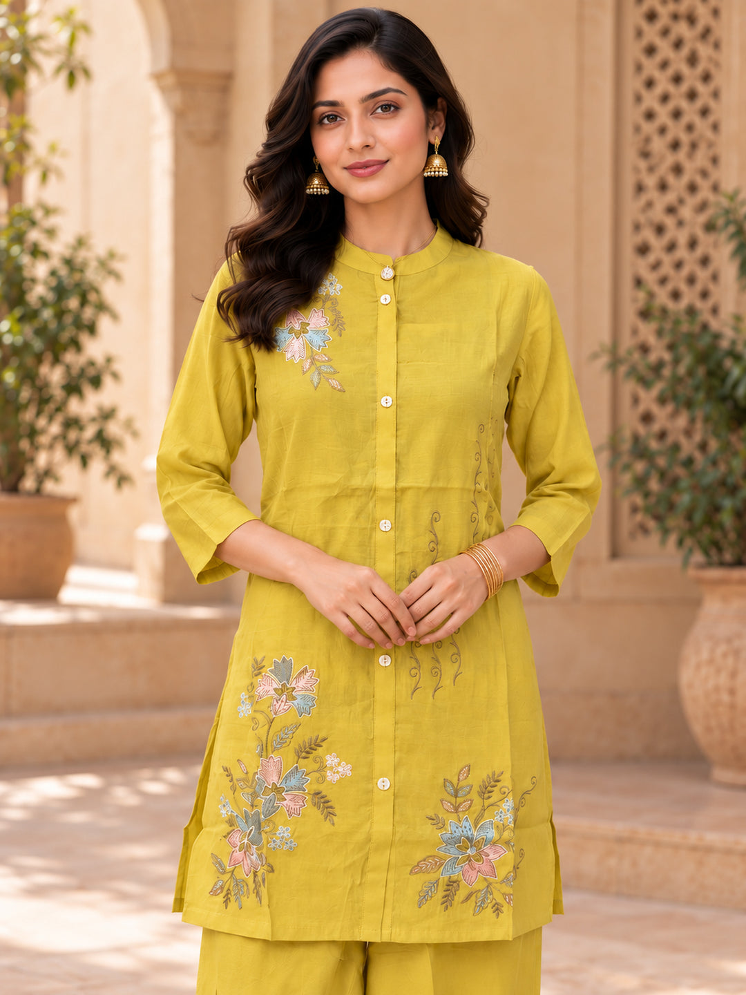 Chanderi Silk Mustard Co-Ord Set