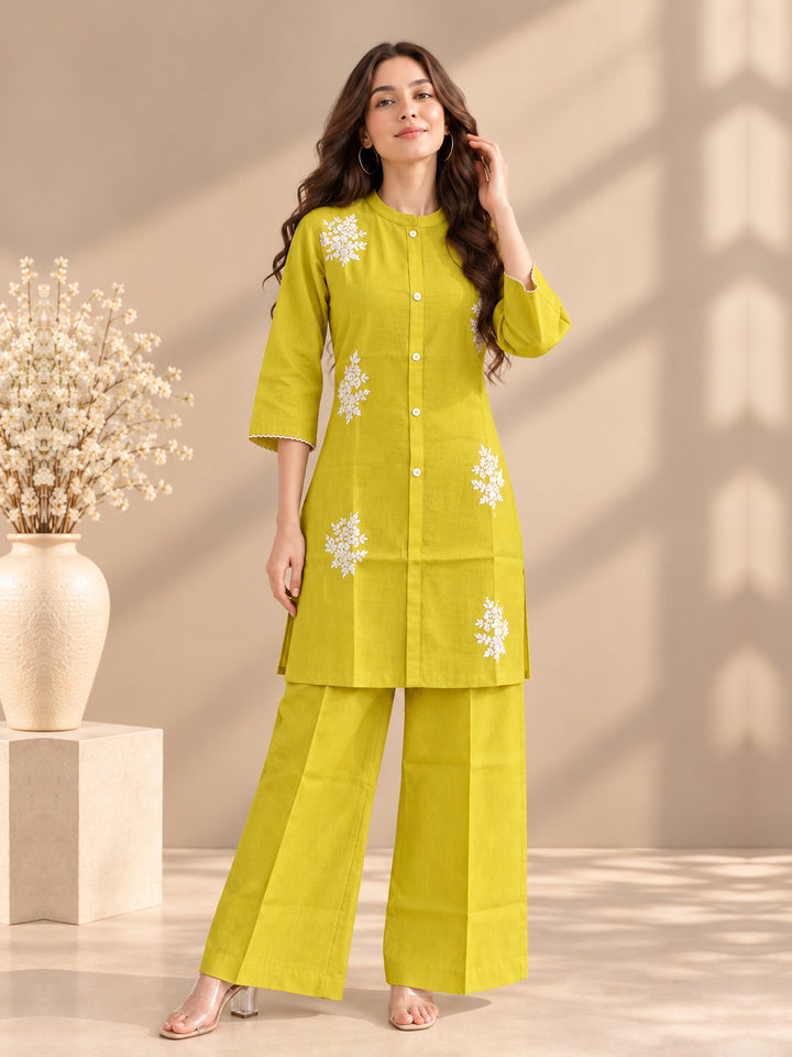 Chanderi Silk  Yellow Co-Ord Set