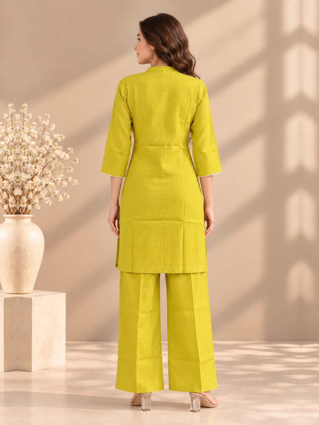 Chanderi Silk  Yellow Co-Ord Set