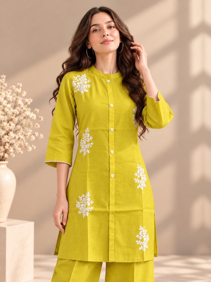 Chanderi Silk  Yellow Co-Ord Set