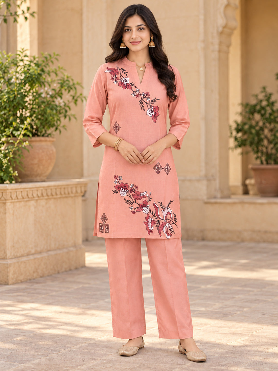 Chanderi Silk  Pink Co-Ord Set