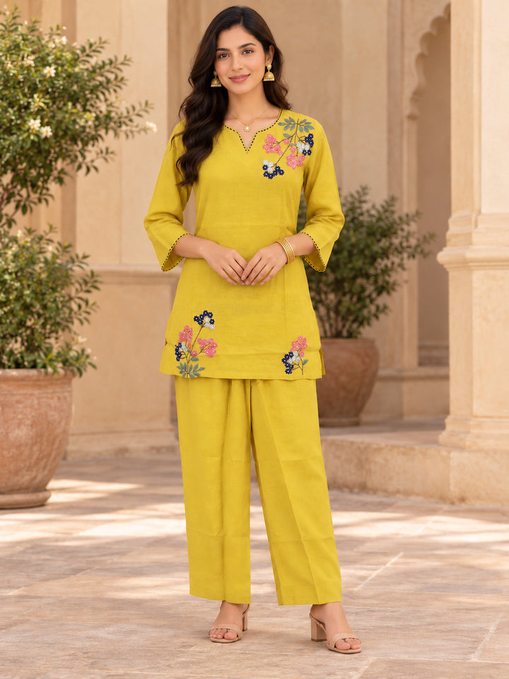 Chanderi Silk  Lime Green Co-Ord Set