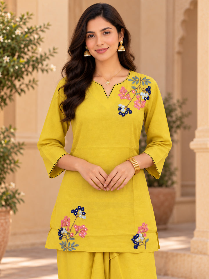 Chanderi Silk  Lime Green Co-Ord Set