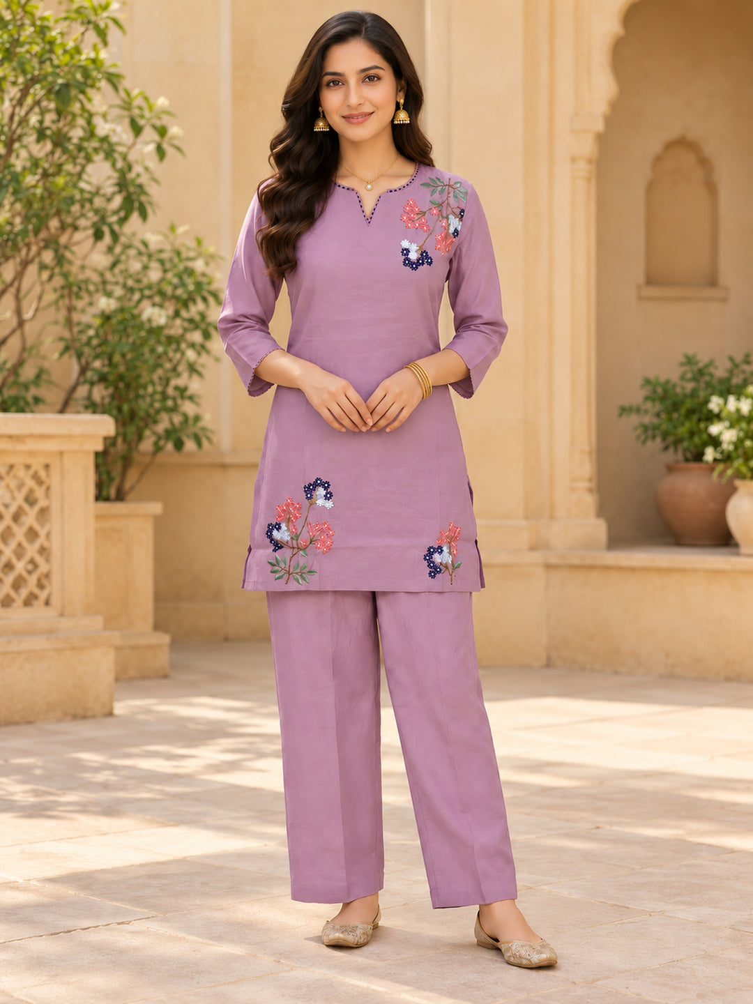 Chanderi Silk  Lavender Co-Ord Set