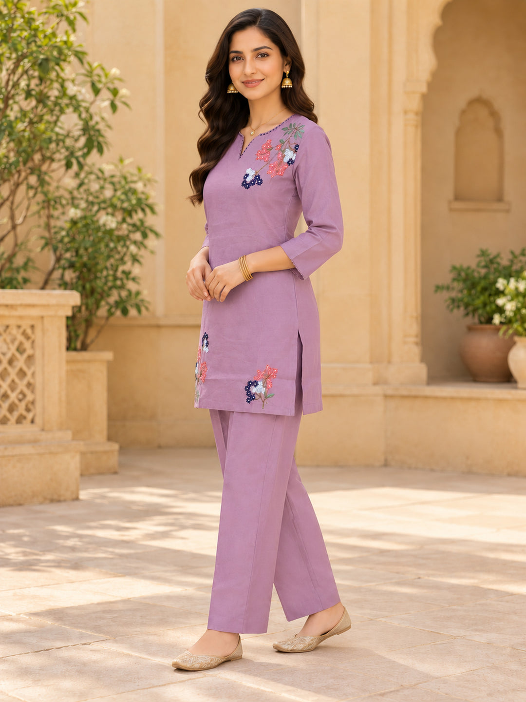 Chanderi Silk  Lavender Co-Ord Set