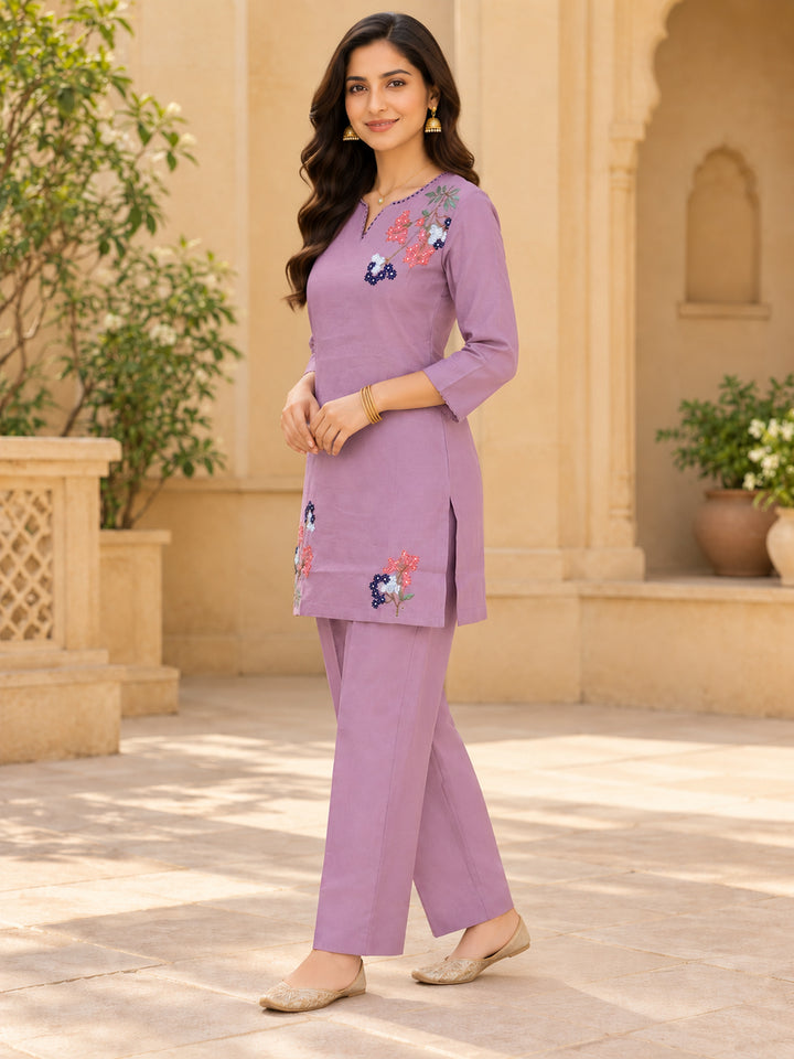 Chanderi Silk  Lavender Co-Ord Set