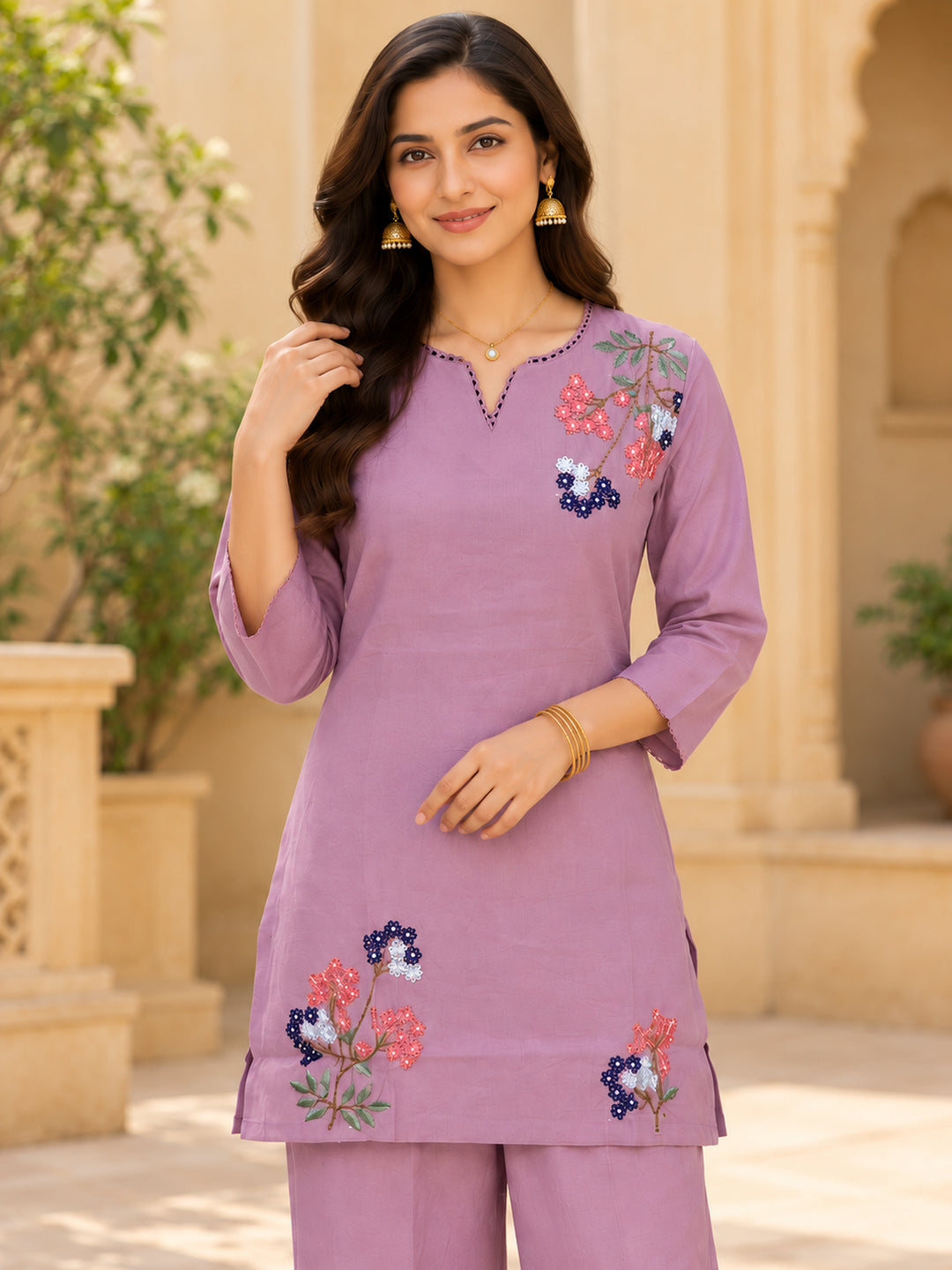 Chanderi Silk  Lavender Co-Ord Set