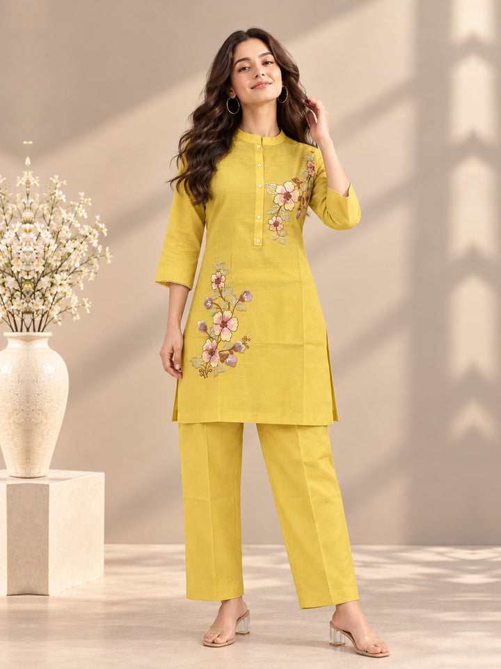 Chanderi Silk Yellow  Co-Ord Set