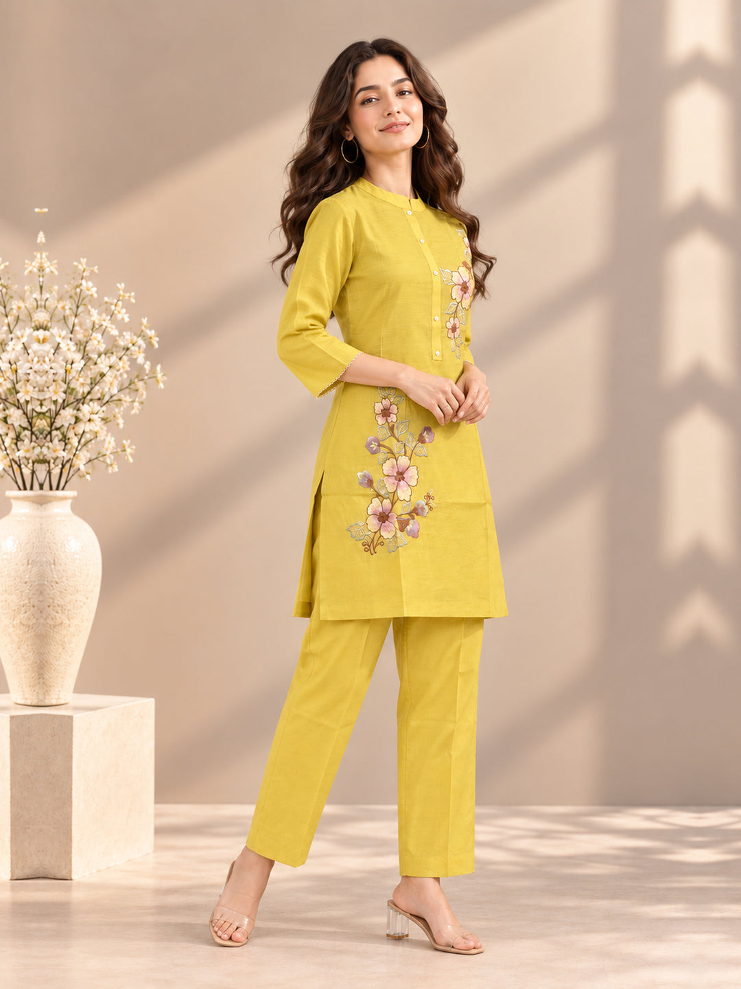 Chanderi Silk Yellow  Co-Ord Set