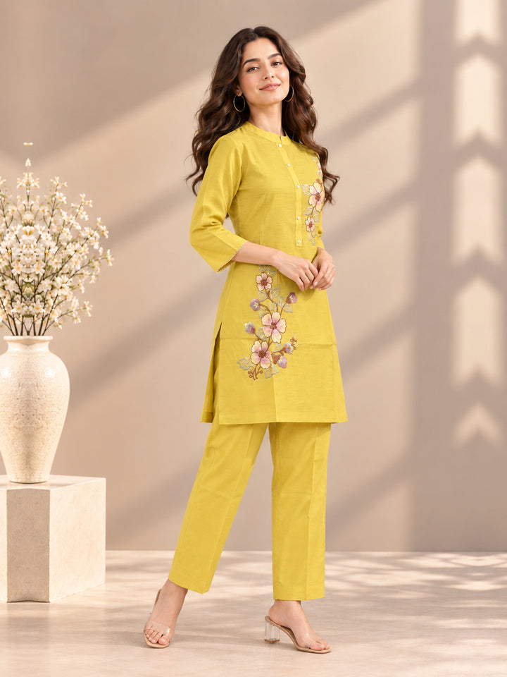 Chanderi Silk Yellow  Co-Ord Set