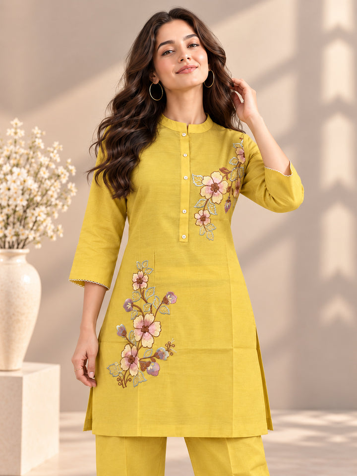 Chanderi Silk Yellow  Co-Ord Set