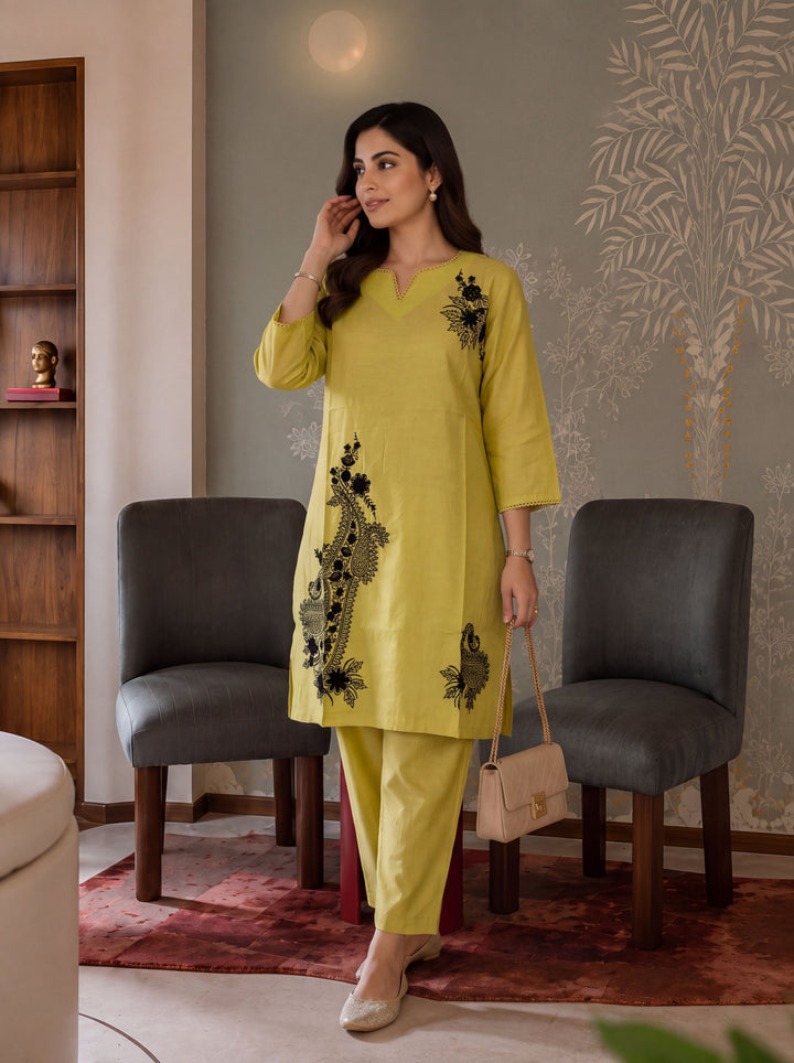 Chanderi Silk Yellow Co-Ord Set