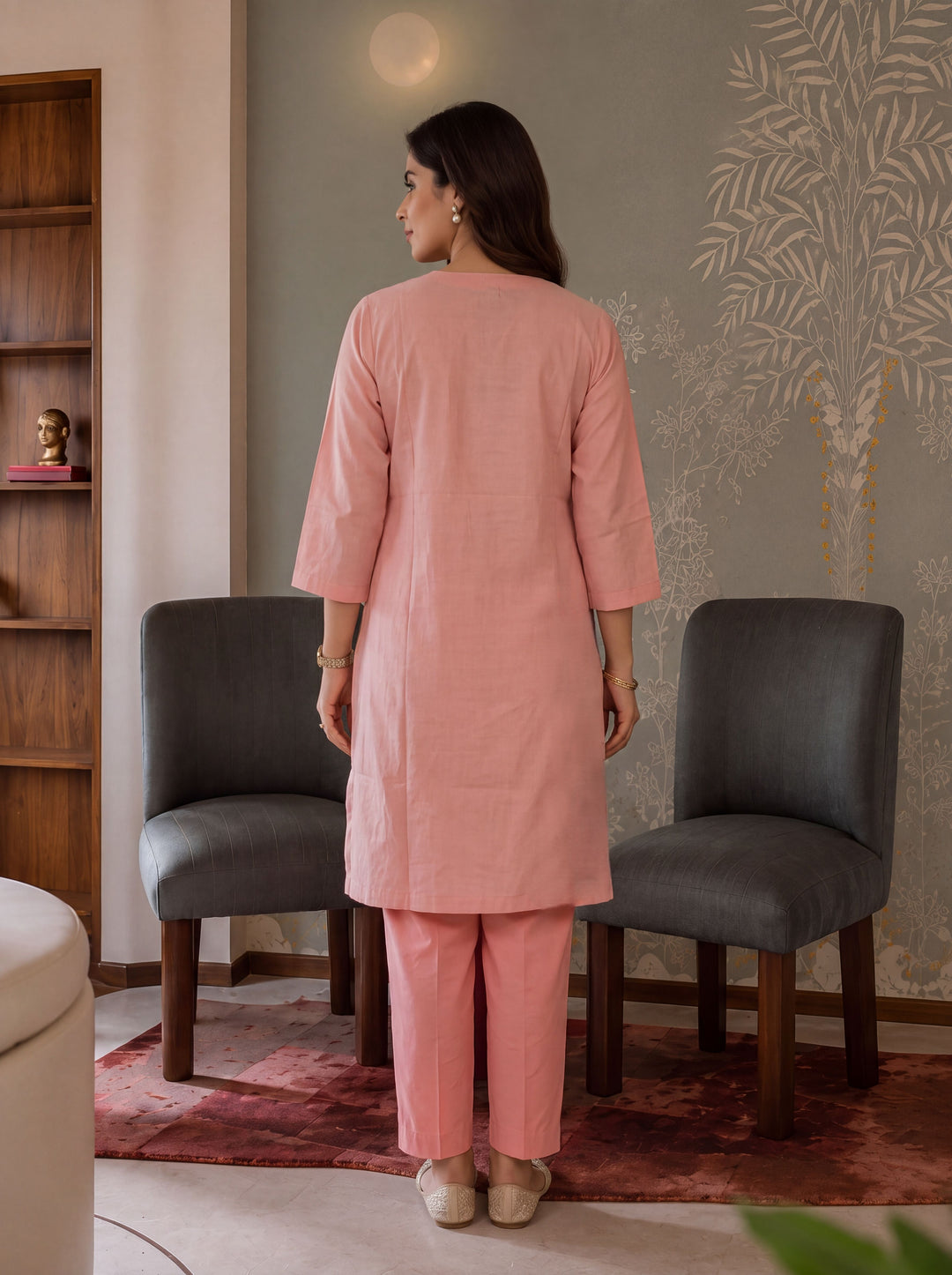 Chanderi Silk  Peach Co-Ord Set