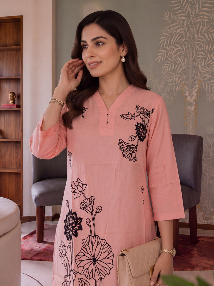 Chanderi Silk  Peach Co-Ord Set