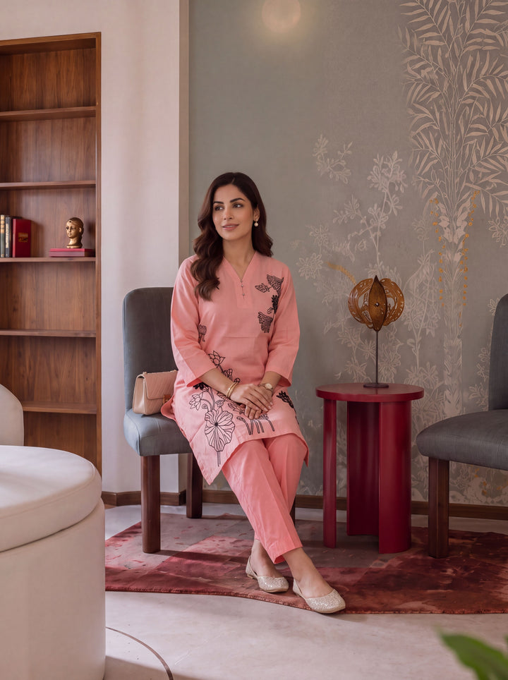 Chanderi Silk  Peach Co-Ord Set