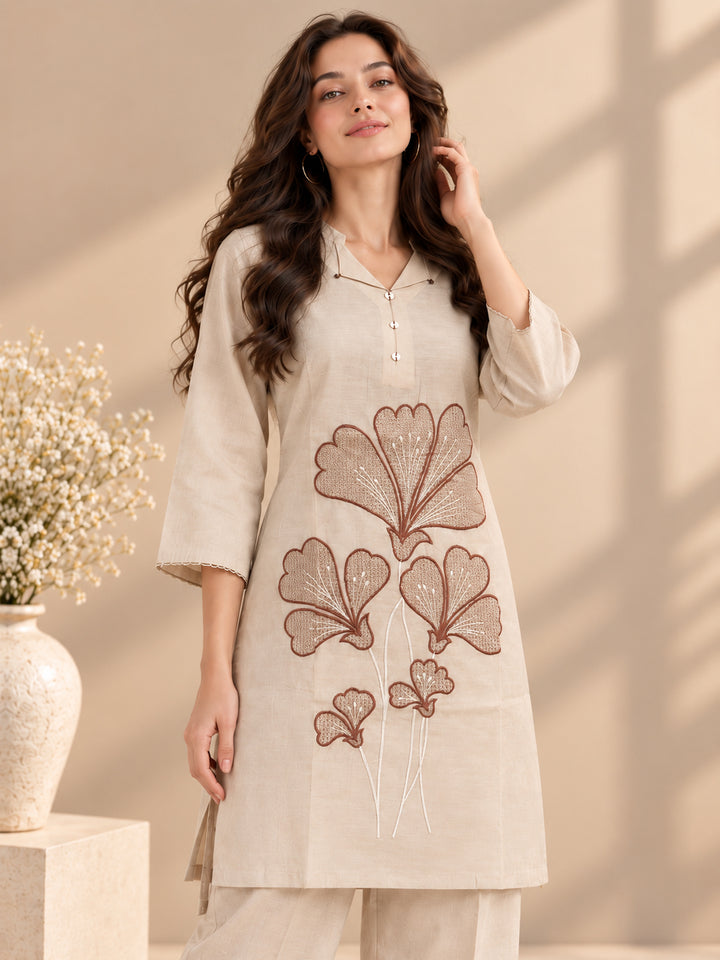 Chanderi Silk  Beige Co-Ord Set