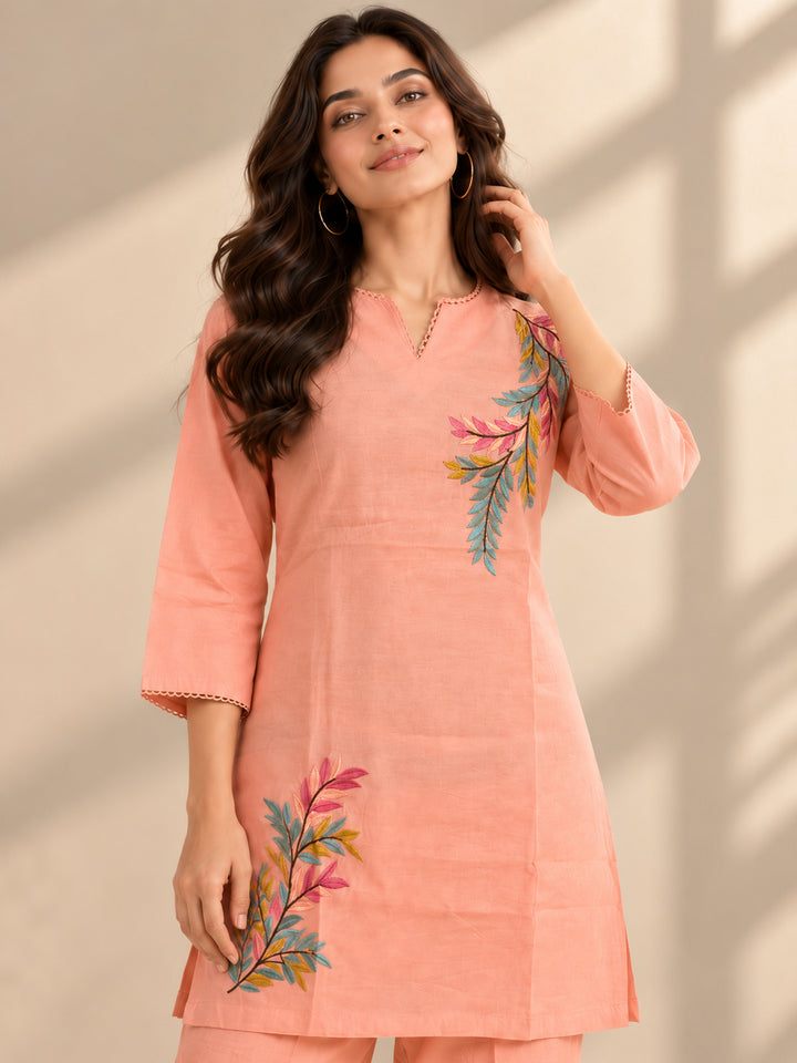 Chanderi Silk  Peach Co-Ord Set