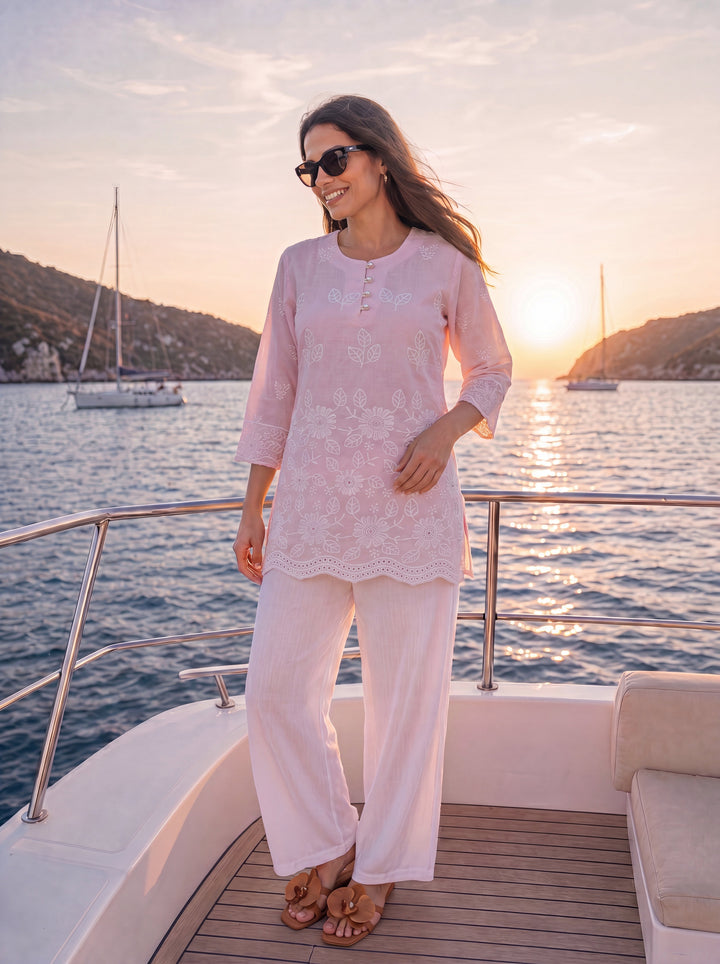 Pink Cotton Lucknowi Top