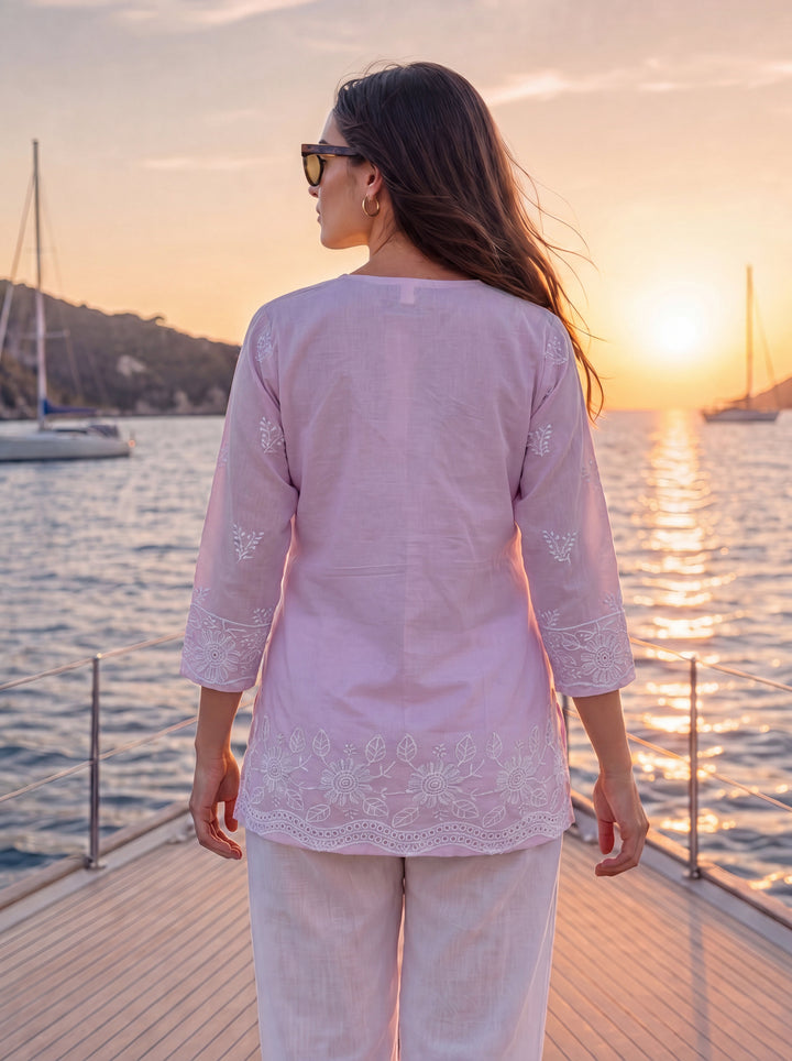 Pink Cotton Lucknowi Top