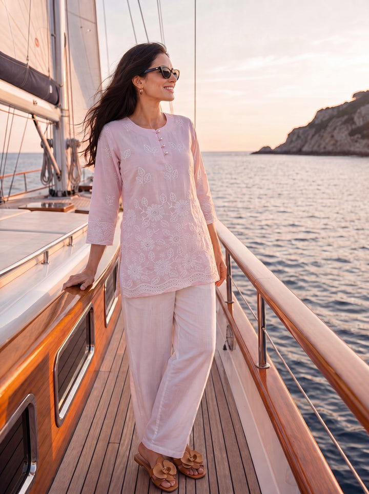 Pink Cotton Lucknowi Top