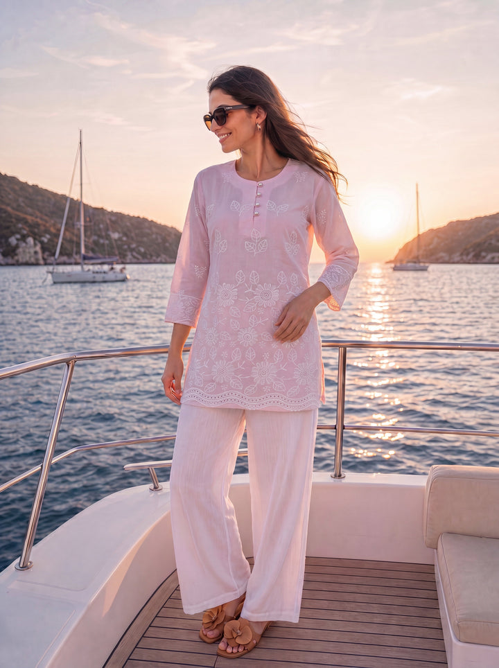 Pink Cotton Lucknowi Top