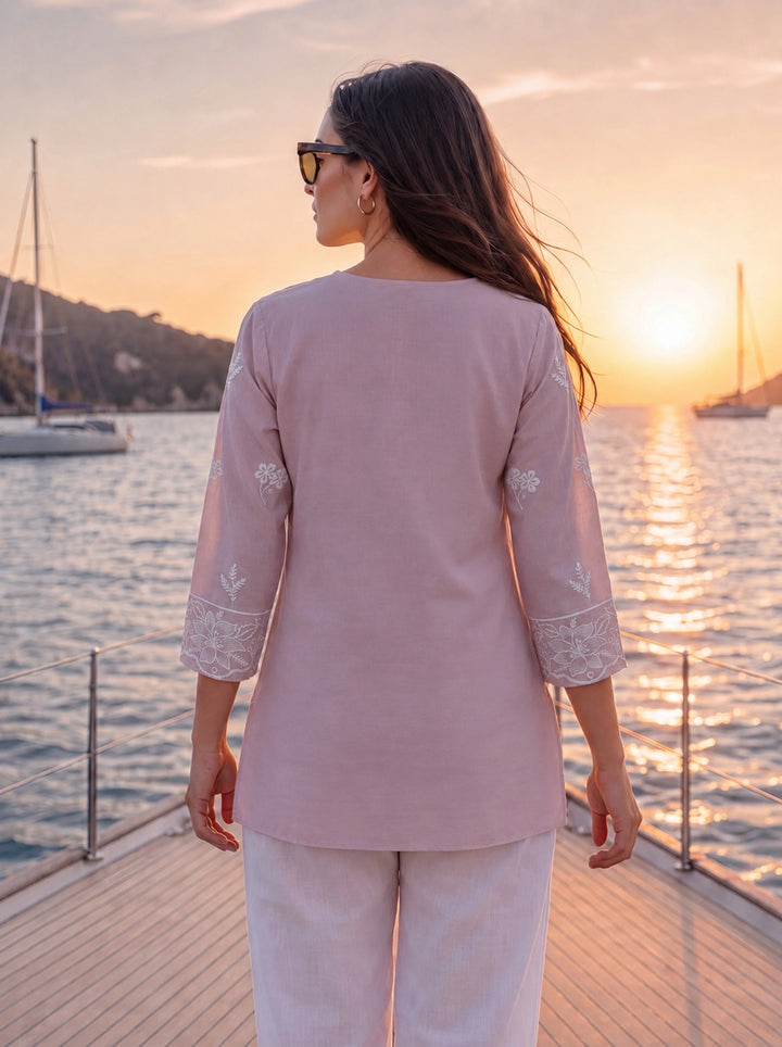 Mauve Cotton Lucknowi Top