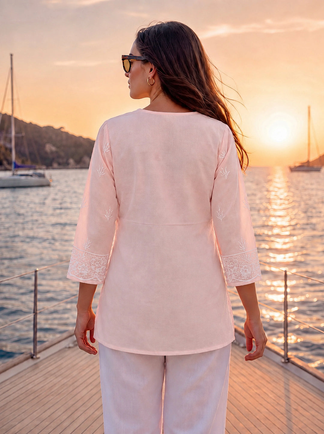 Peach Cotton Lucknowi Top