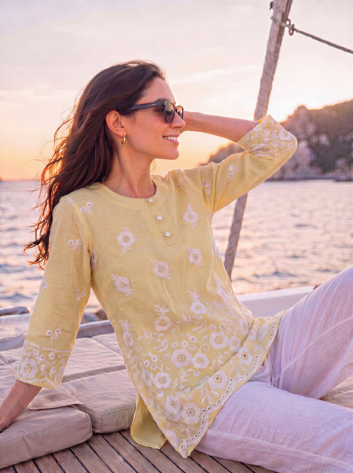 Beige Cotton Lucknowi Top