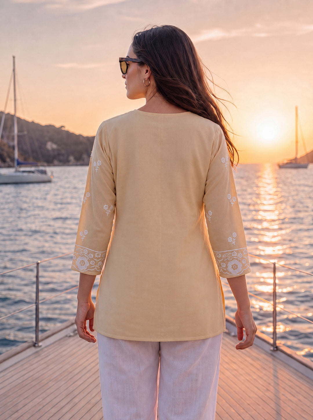 Beige Cotton Lucknowi Top