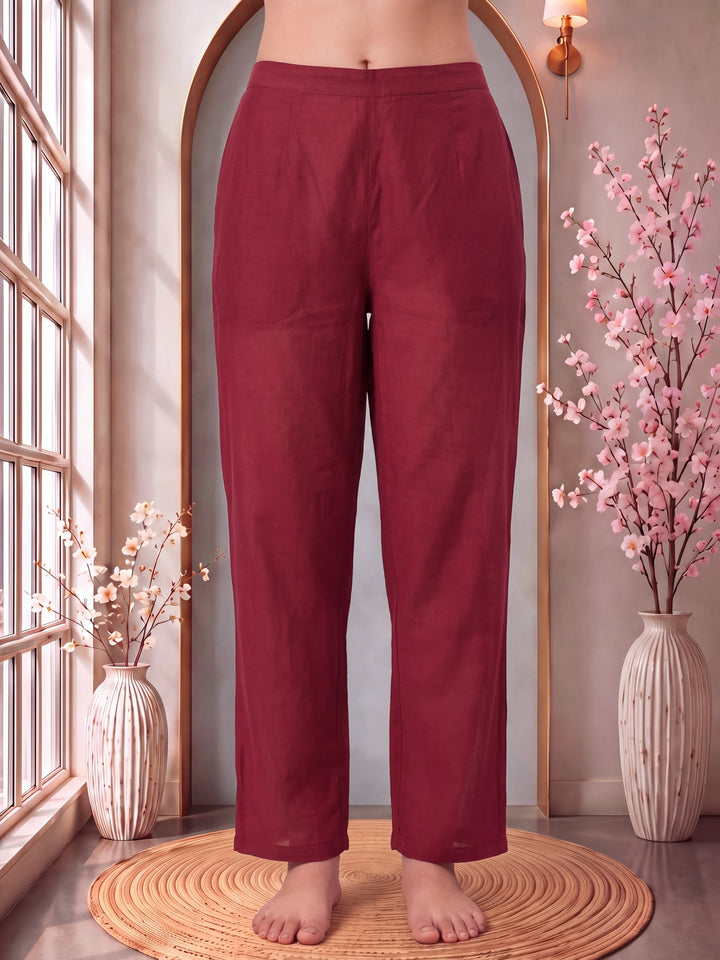 Red Mul Chanderi Pintuck Pleated Kurta Pant Dupatta Set